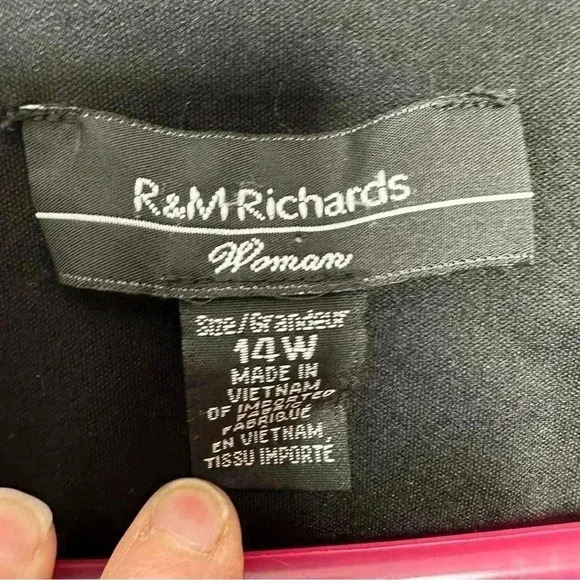 R&M Richards Ruffled Fabric Blazer Black & White Floral Size 14W - Picture 10 of 16